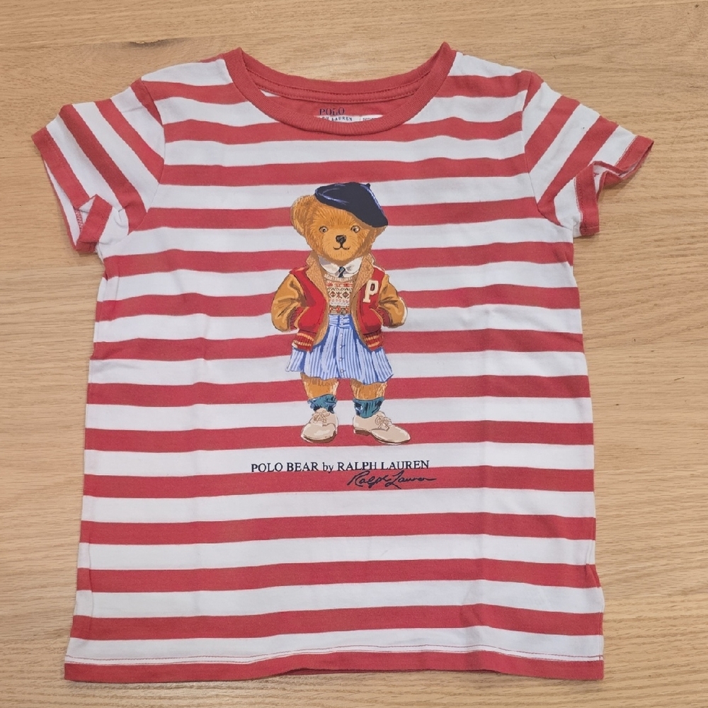 Polo by Ralph Lauren Red and White Striped Kids Tee